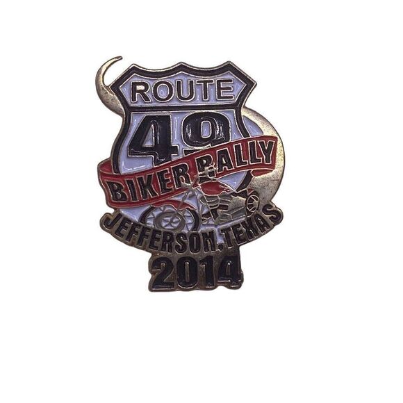 2014 Biker Rally Route 49 Jefferson Texas Pin Badge Biker Motorcycle Vest Jacket - Picture 1 of 3